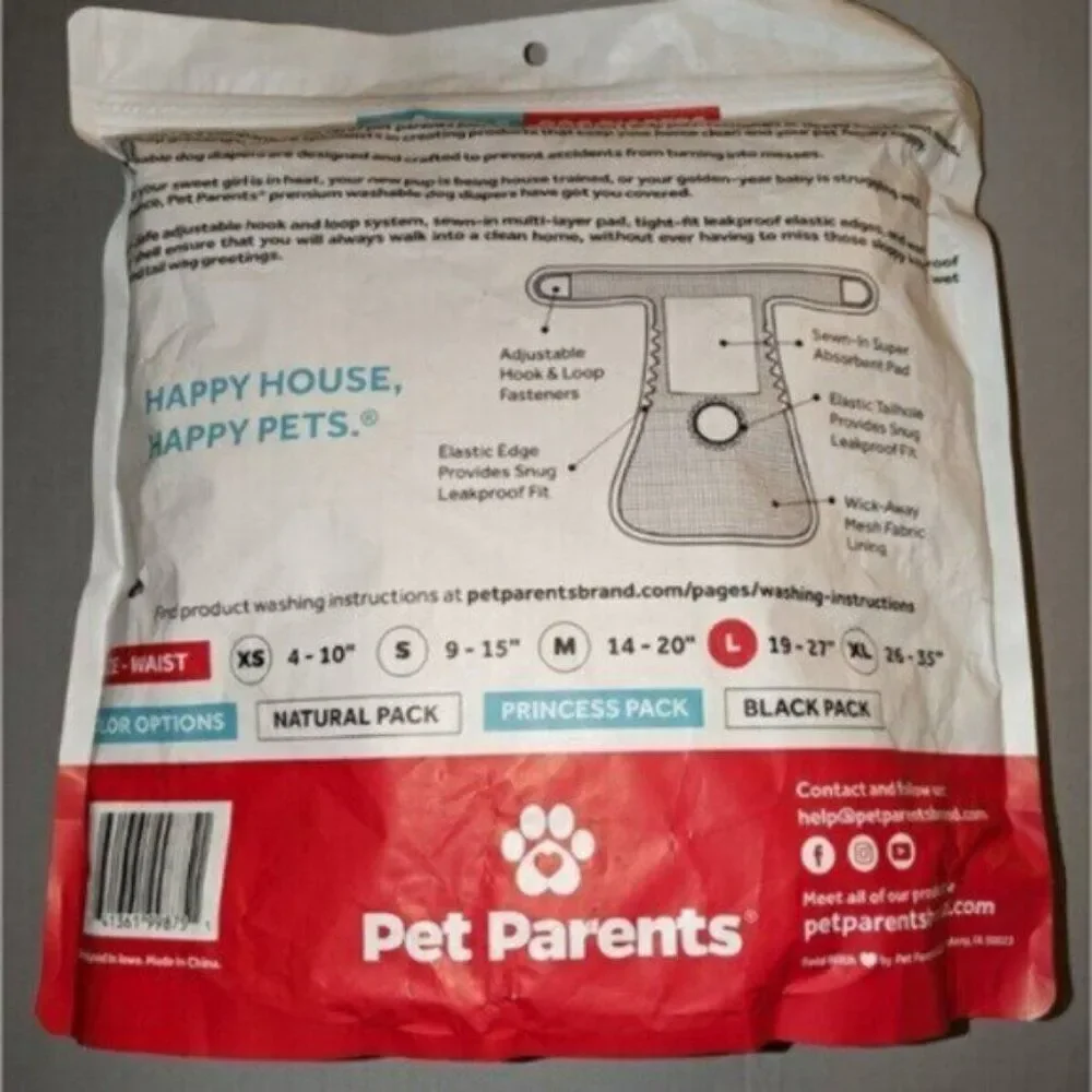 Pet Parents Washable Dog Diapers Princess 3 pk Large 19 - 27